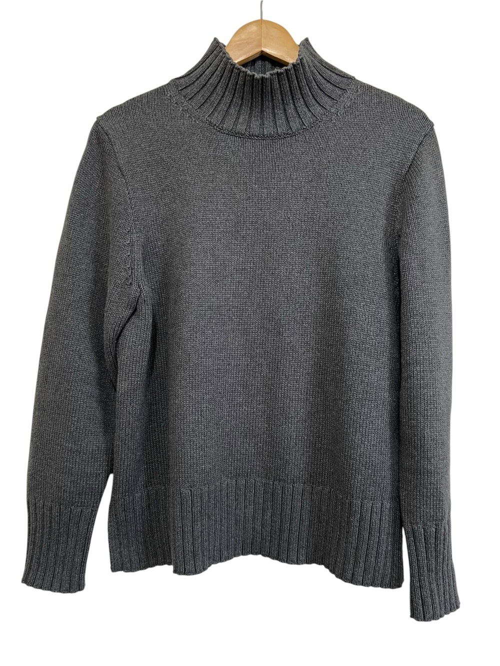 J. Crew Dark Gray Mock Neck Women's Cotton Knit Pullover Sweater Large